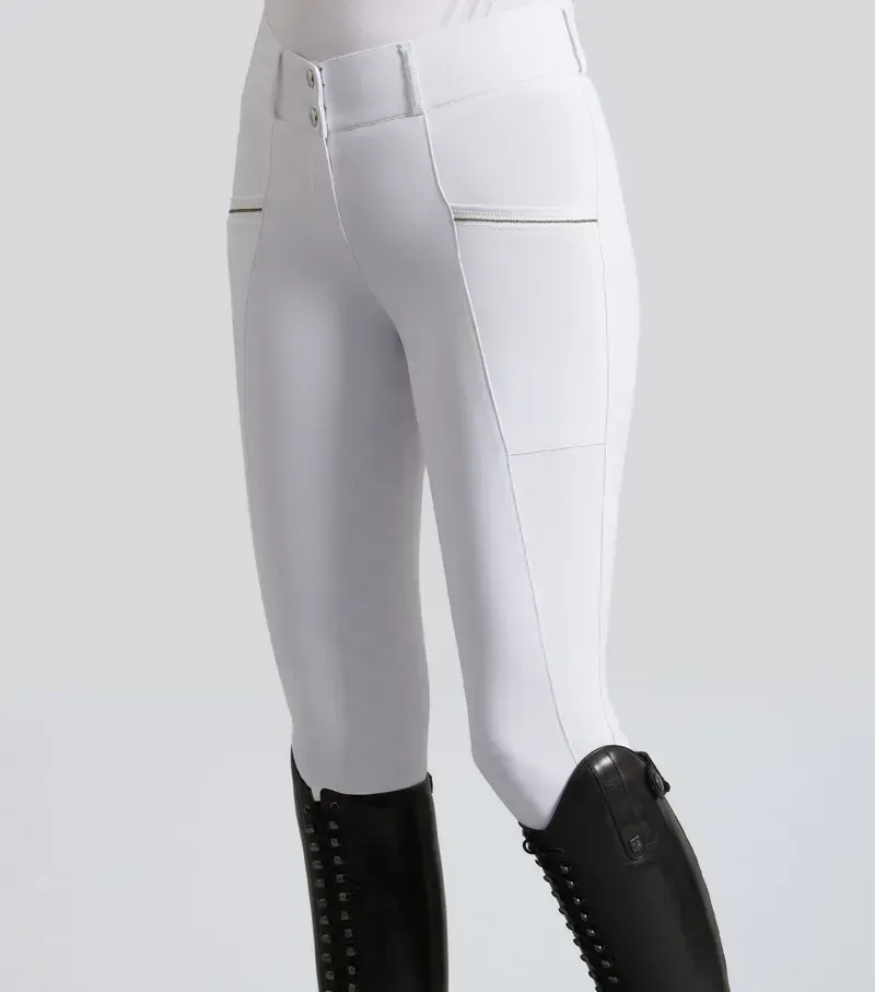 Premier Equine Womens Ofena Full Seat Competition Riding Breeches in White-3