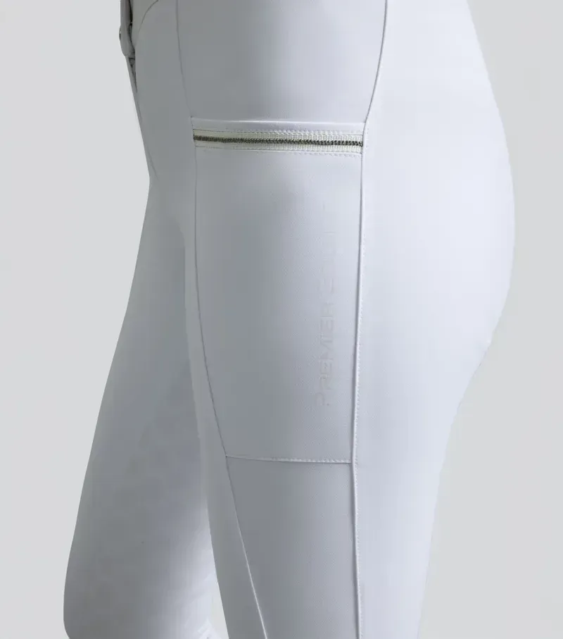 Premier Equine Womens Ofena Full Seat Competition Riding Breeches in White-4