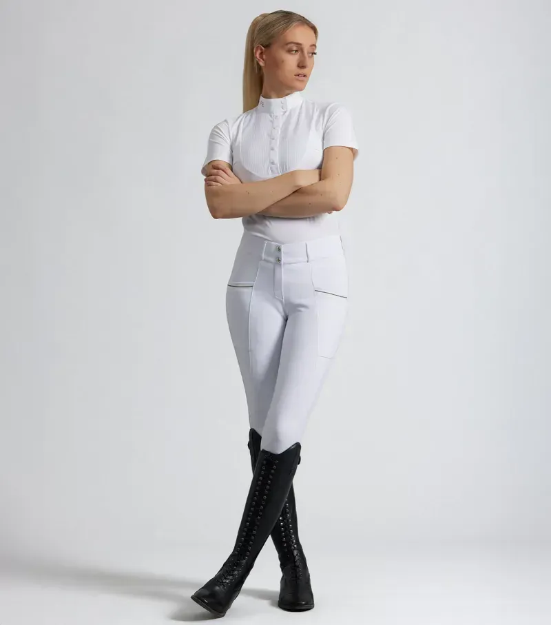 Premier Equine Womens Ofena Gel Knee Competition Riding Breeches in White