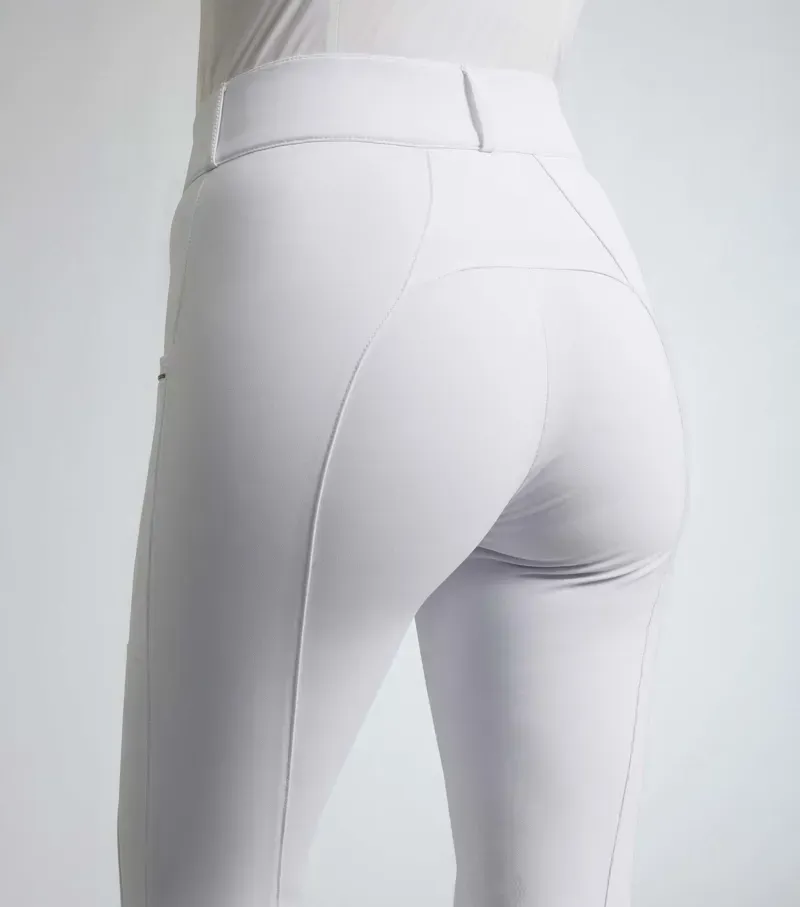 Premier Equine Womens Ofena Gel Knee Competition Riding Breeches in White-1