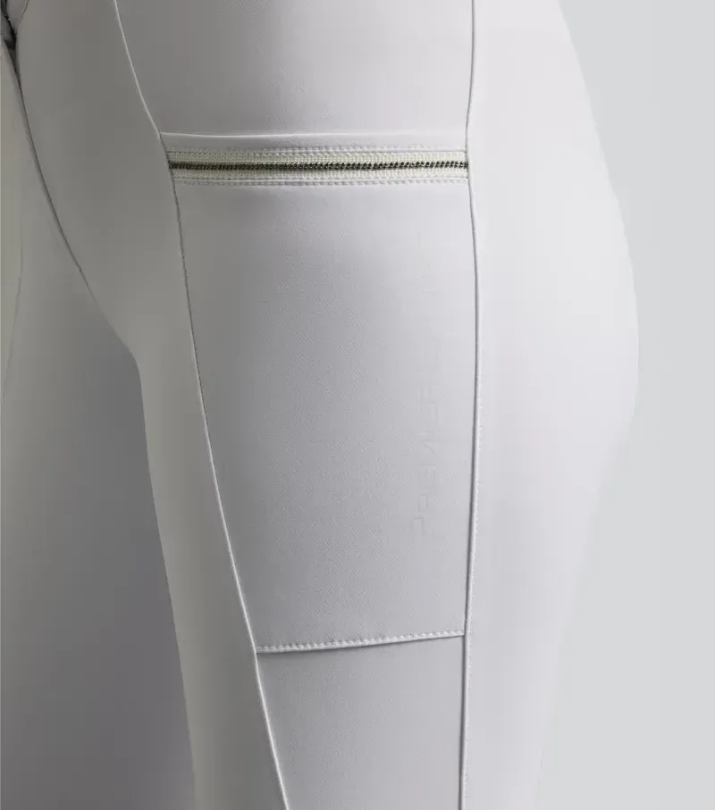 Premier Equine Womens Ofena Gel Knee Competition Riding Breeches in White-2