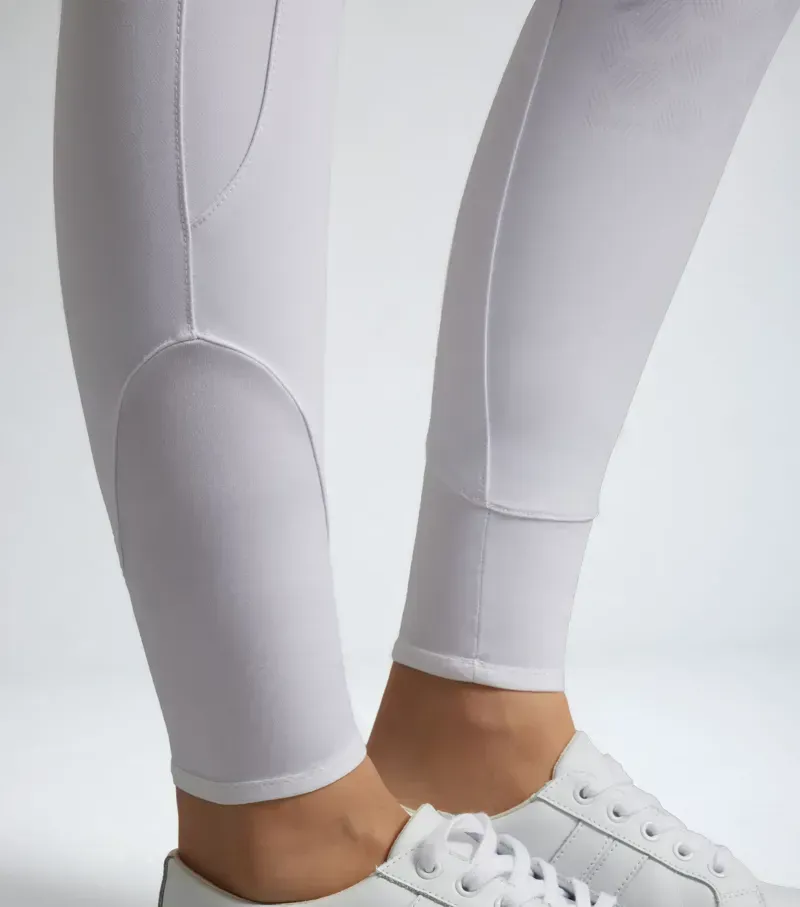 Premier Equine Womens Ofena Gel Knee Competition Riding Breeches in White-4