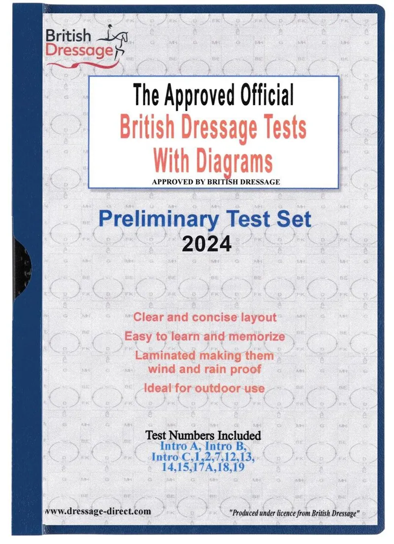 British Dressage Test Sheets Preliminary Non Returnable