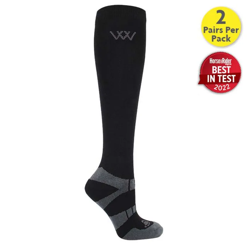 Woof Wear Long Bamboo Waffle Riding Socks - Black