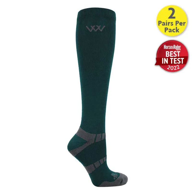 Woof Wear Long Bamboo Waffle Riding Socks - British Racing Green
