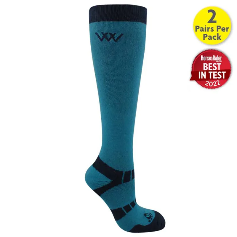 Woof Wear Long Bamboo Waffle Riding Socks - Ocean