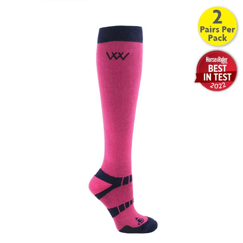 Woof Wear Long Bamboo Waffle Riding Socks - Pink