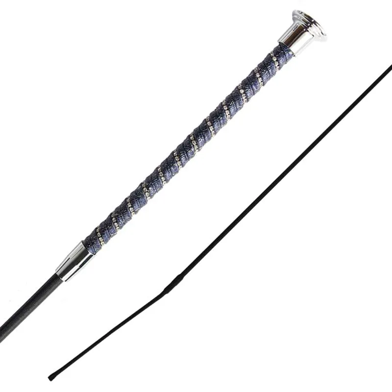 Woof Wear Twisted Dressage Whip - Navy/Silver