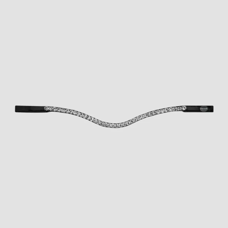 Passier Waved Browband with Large Premium Clear Crystals without Leather Border - Black