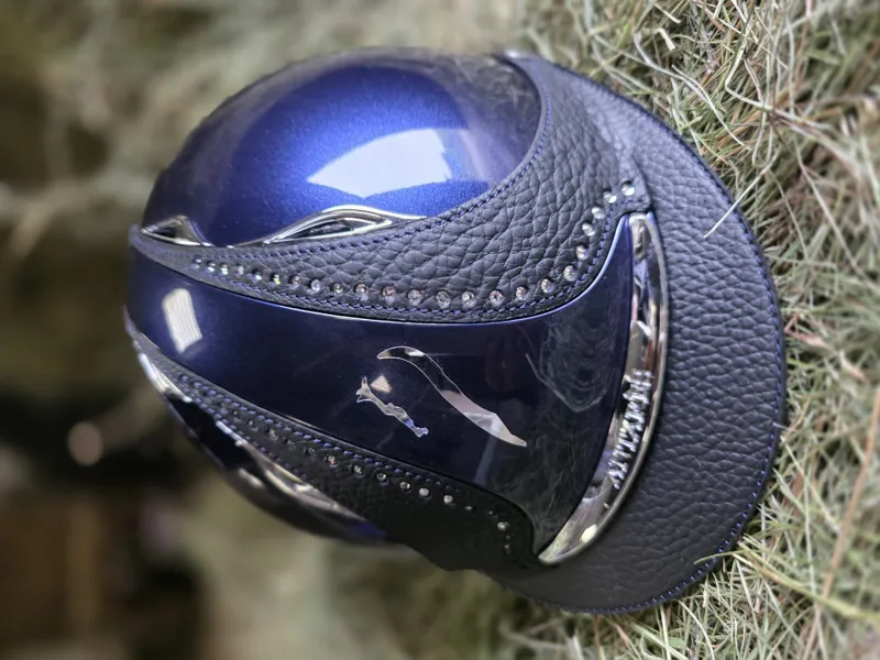 Antares Premium Glossy Galaxy Crystal Strip Svarowski Riding Hat - Blue/Blue-2
