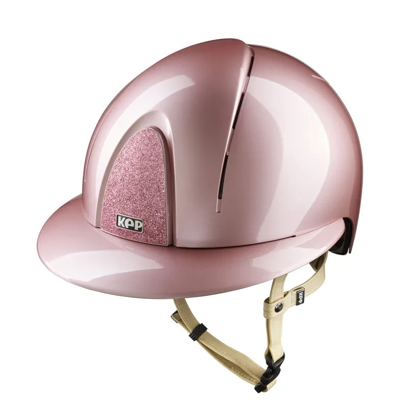 KEP Smart Nova Polo Metal Polish Star Riding Hat - Pink with Cream Strap