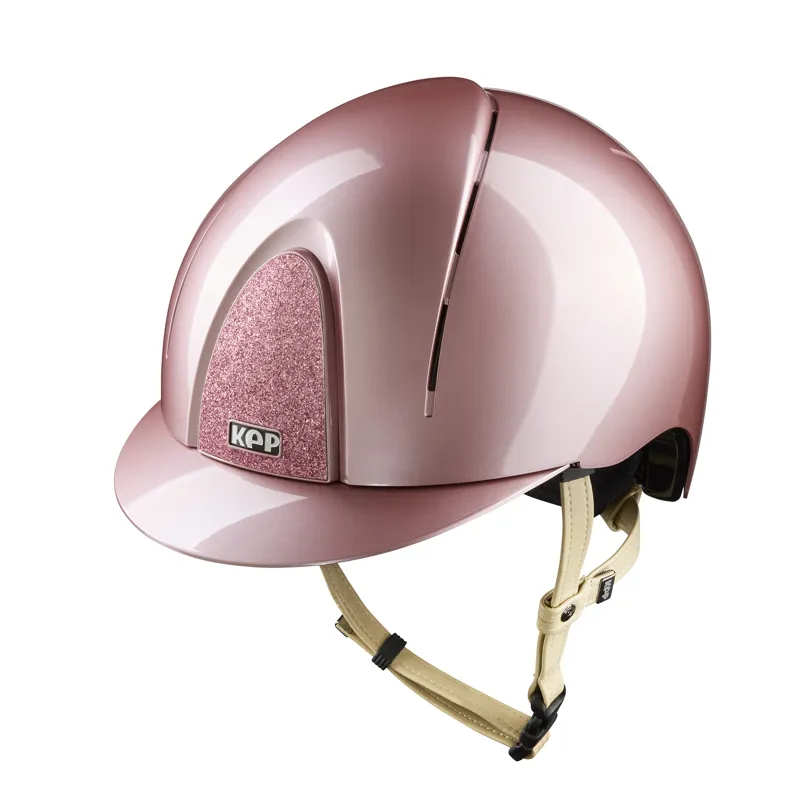 KEP Smart Nova Metal Polish Star Riding Hat - Pink with Cream Strap