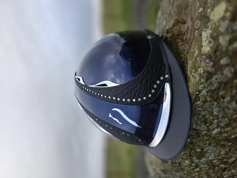 Antares Premium Glossy Galaxy Crystal Strip Svarowski Riding Hat - Blue/Blue-1