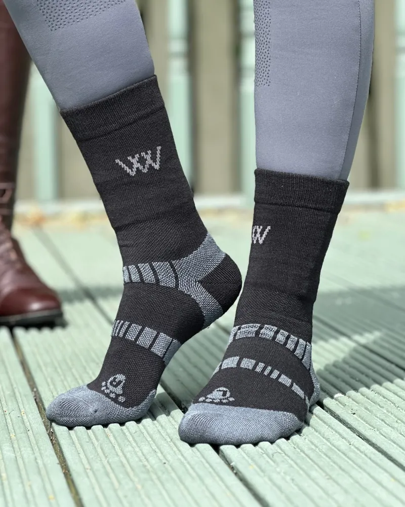 Woof Wear Short Bamboo Waffle Riding Socks - Black-2