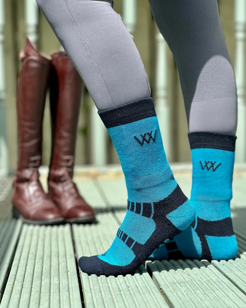 Woof Wear Short Bamboo Waffle Riding Socks - Ocean-2