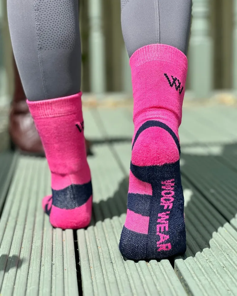 Woof Wear Short Bamboo Waffle Riding Socks - Pink-2