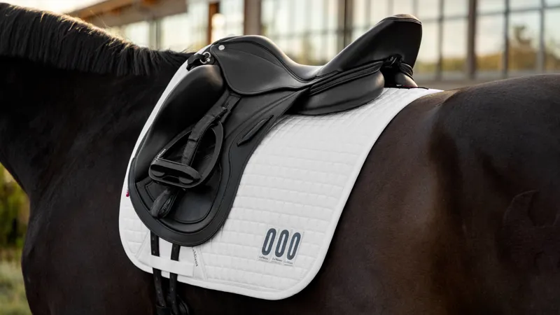 LeMieux Dressage Saddle Pad with Number Pockets Both Sides White-1
