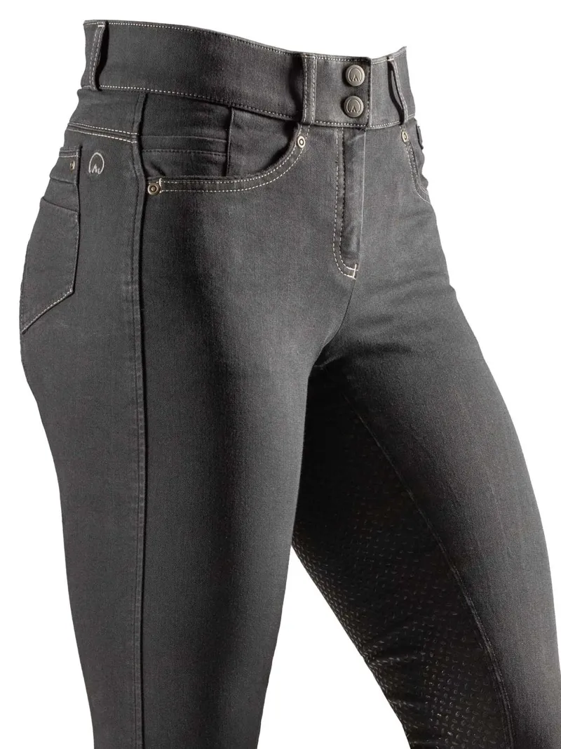 Agaso Full Grip Denim Breeches - Black