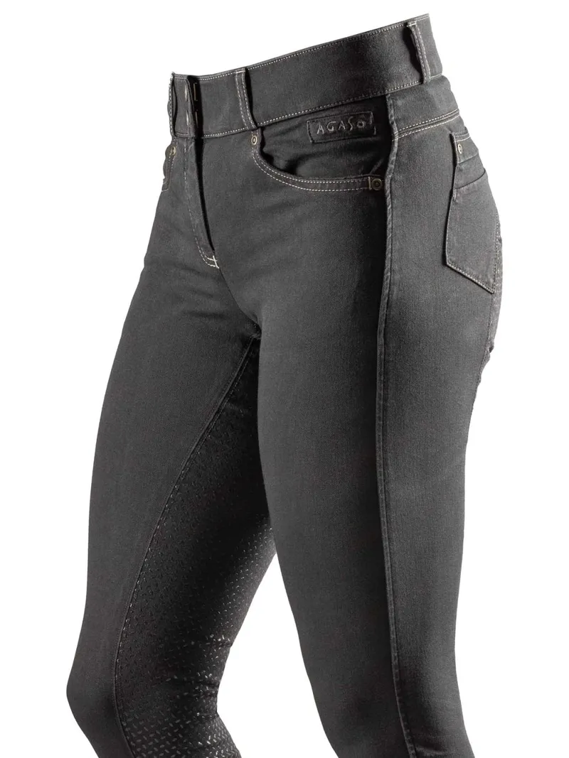 Agaso Full Grip Denim Breeches - Black-4