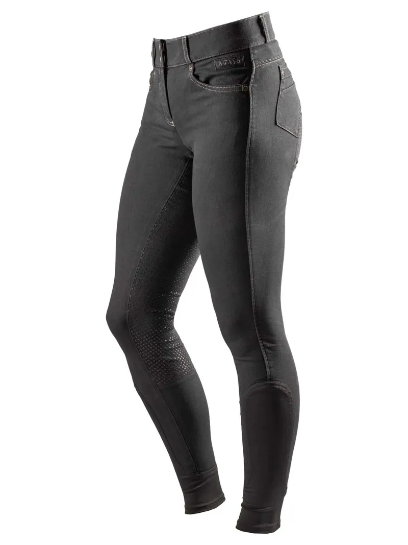 Agaso Full Grip Denim Breeches - Black-1
