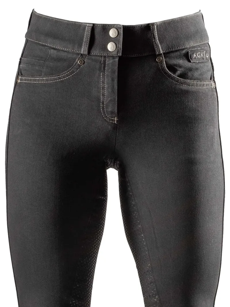 Agaso Full Grip Denim Breeches - Black-5