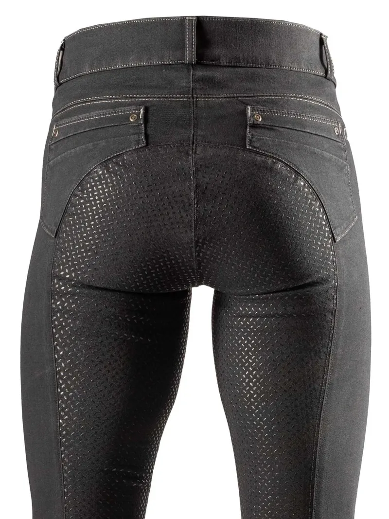 Agaso Full Grip Denim Breeches - Black-3