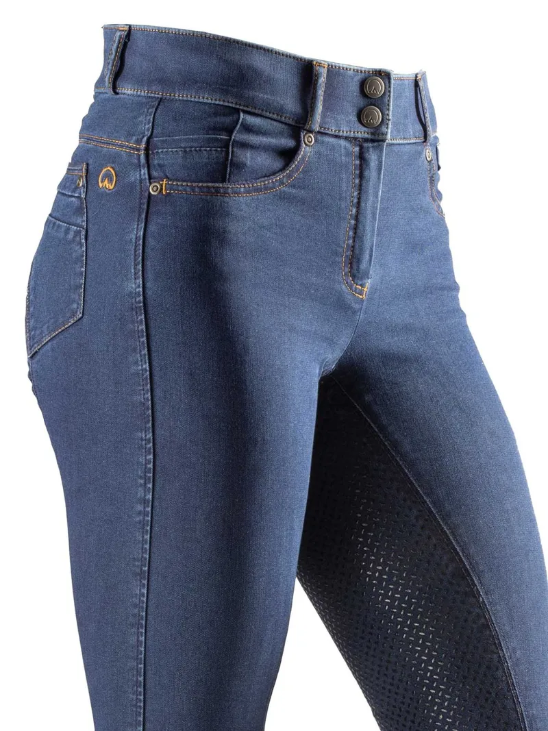 Agaso Full Grip Denim Breeches - Blue