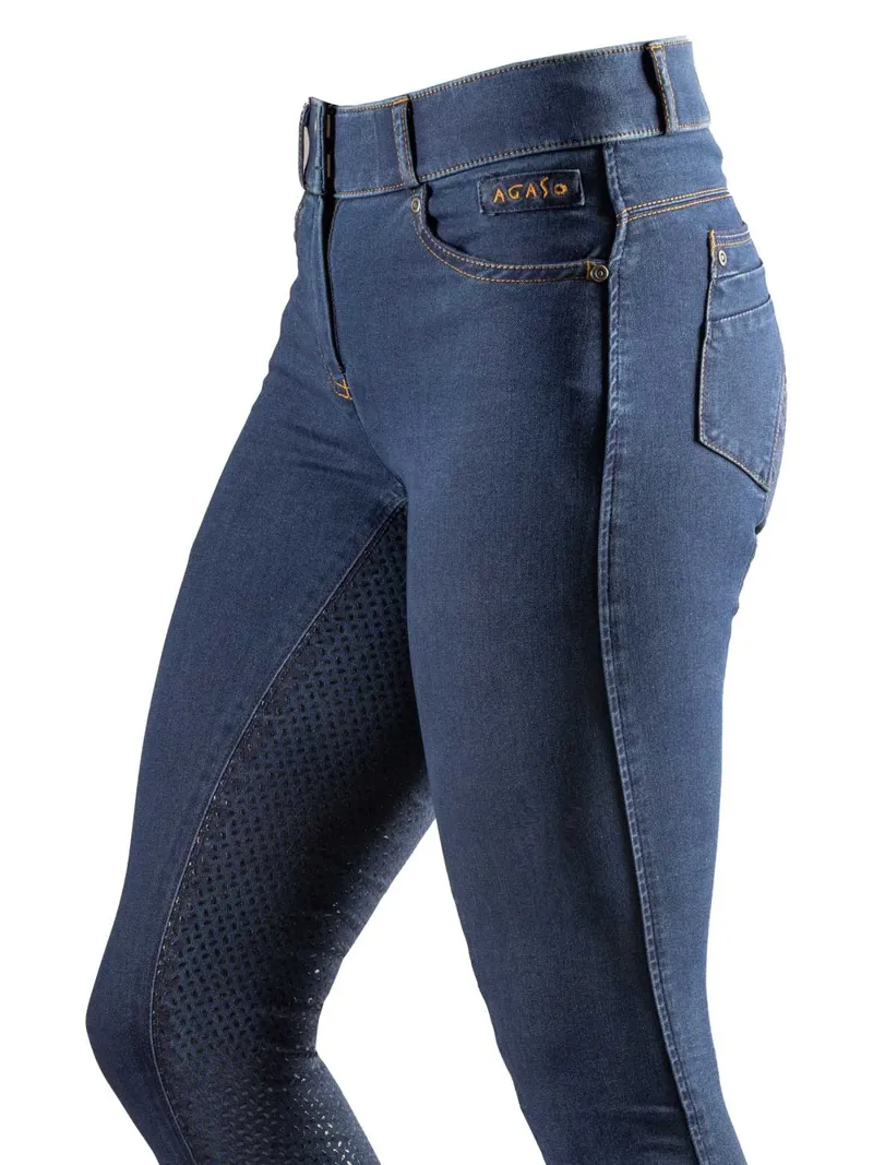 Agaso Full Grip Denim Breeches - Blue-6
