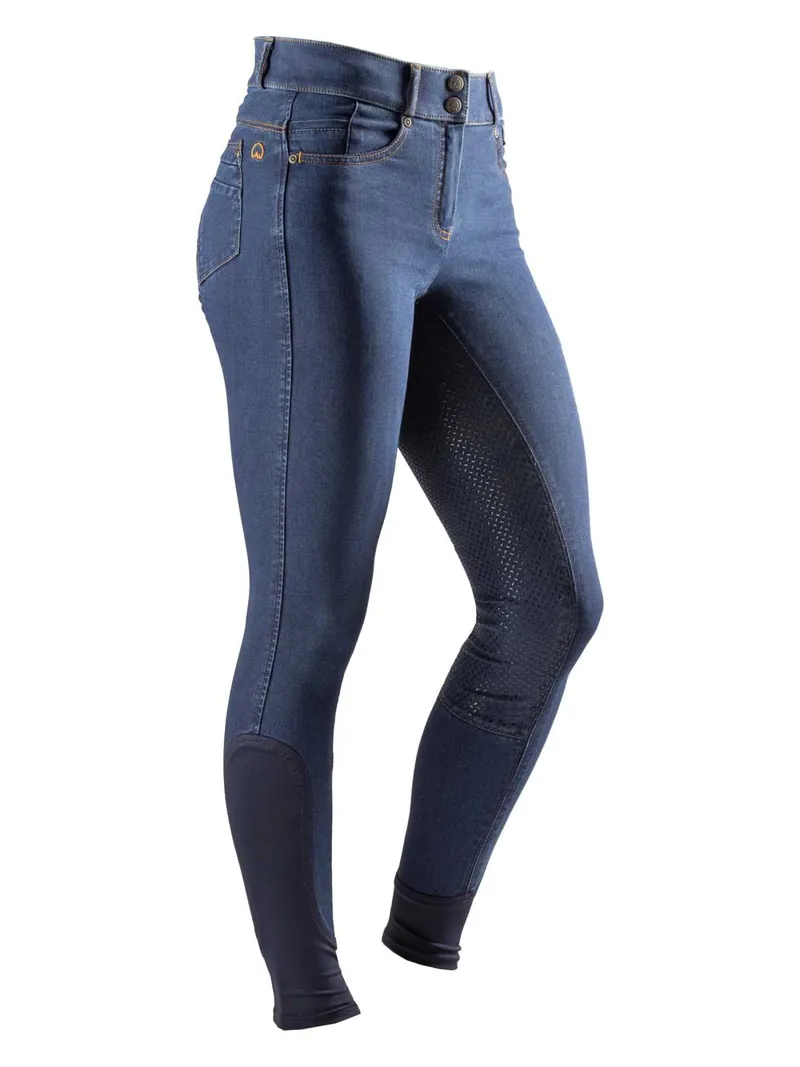 Agaso Full Grip Denim Breeches - Blue-1