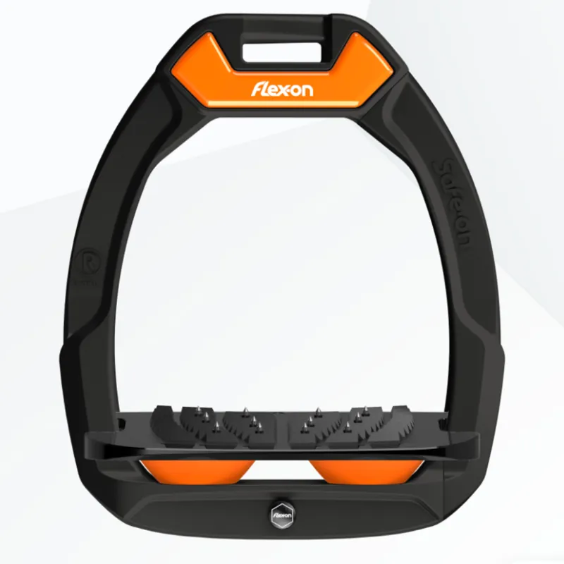 Flex-On Safe-On Ultra Grip Stirrups - Black/Orange/Orange