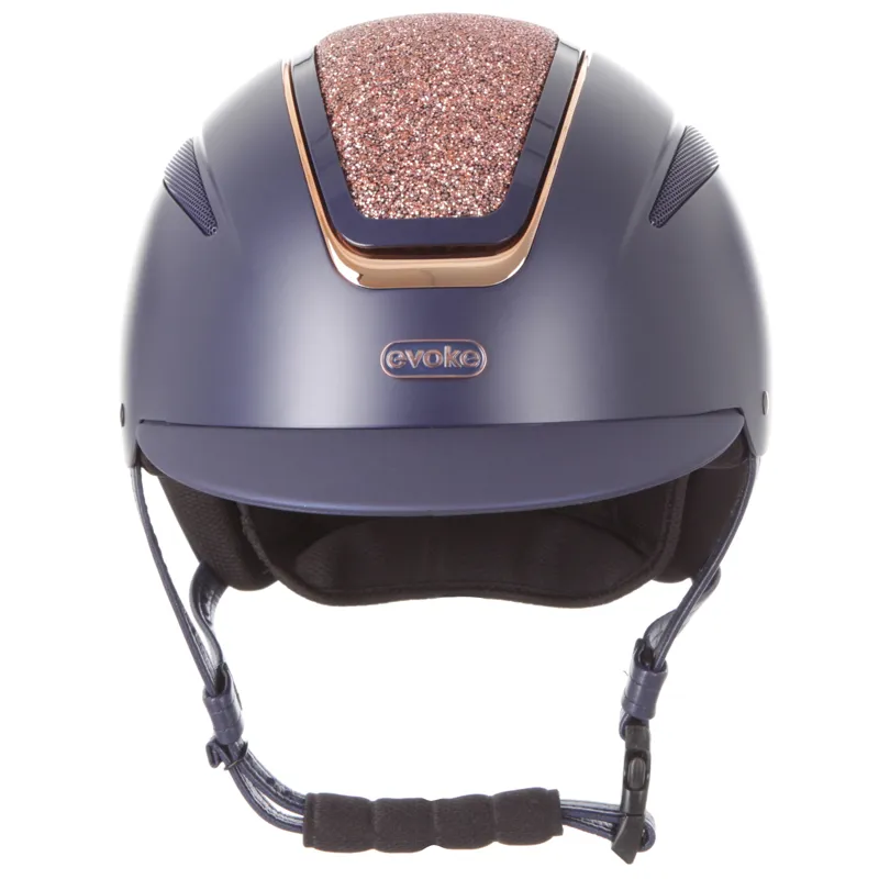 Evoke Callisto Classic Peak Helmet Navy/Rose Gold Crystal-2