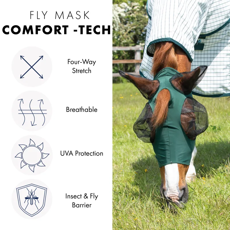 Comfort Tech Lycra Fly Mask - Green-5