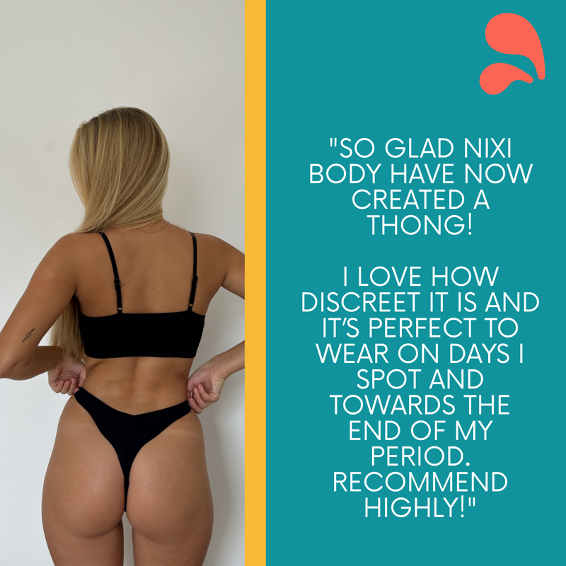 Nixibody Gracie Sporty Leakproof Thong - Black-4