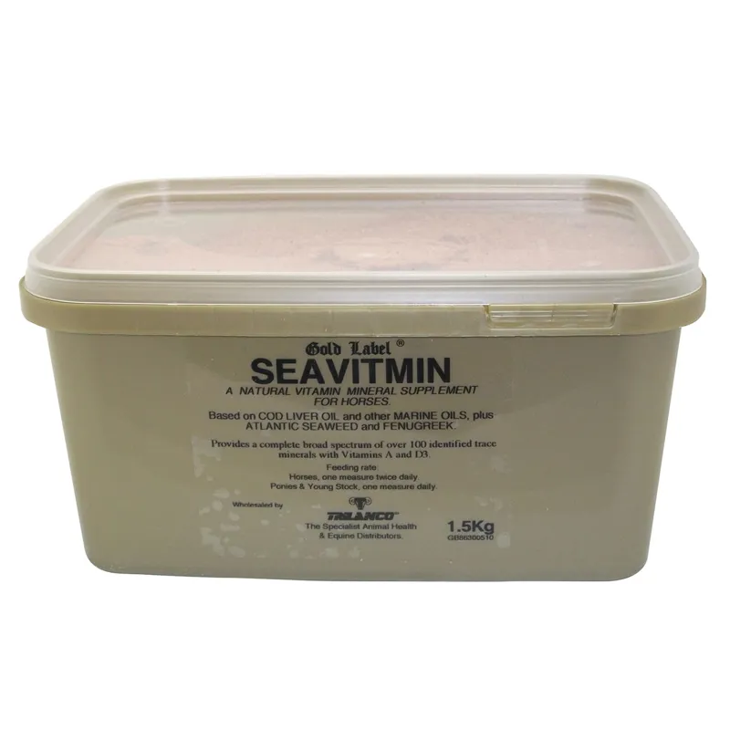 Gold Label 1.5kg Seavitmin Horse Supplements in Gold