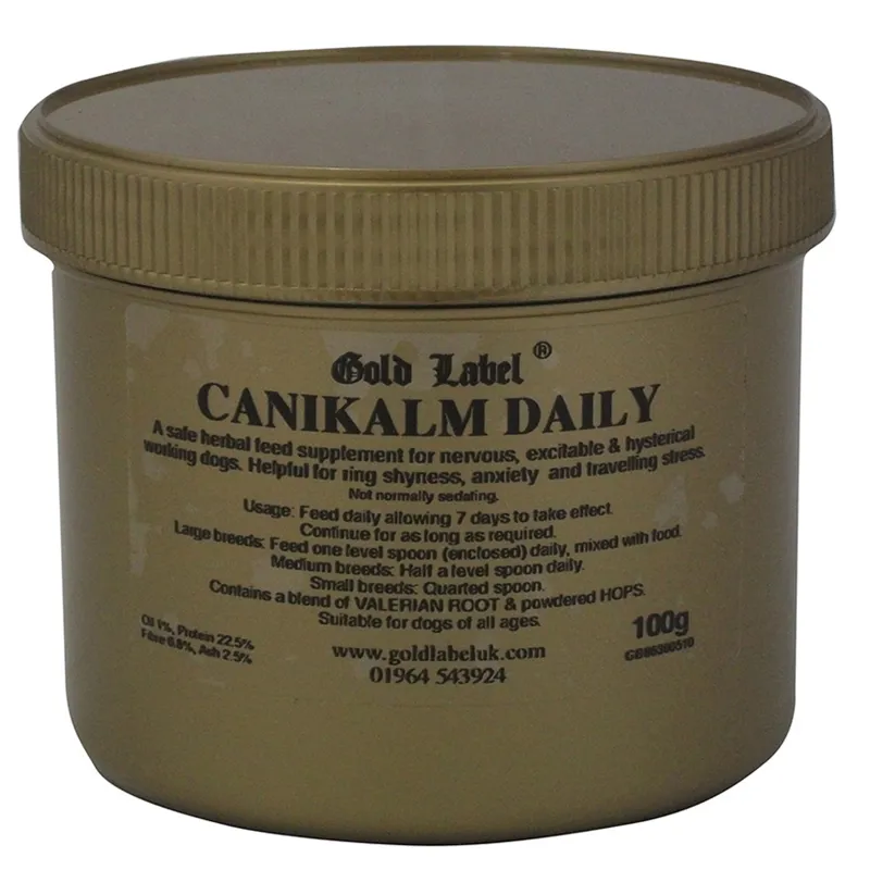 Gold Label 100g Daily CaniKalm Supplements in Gold