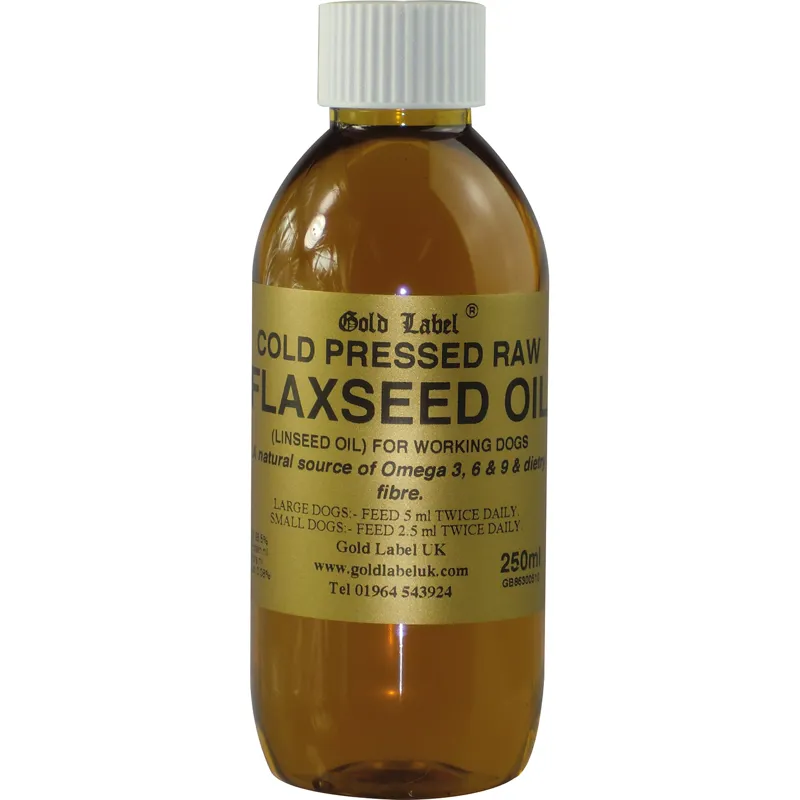 Gold Label 250ml Canine Flaxseed Oil in Gold
