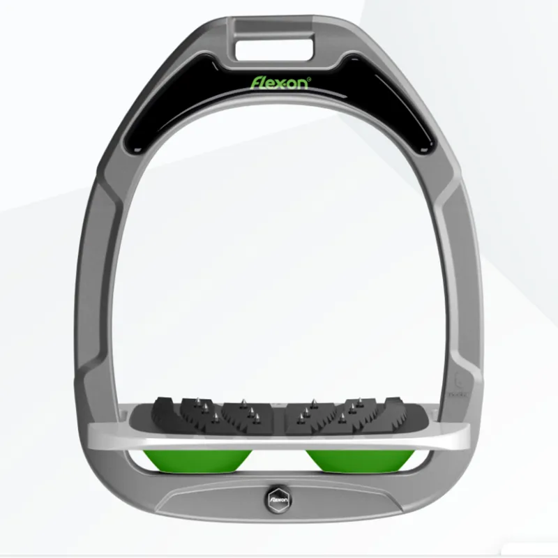 Flex-On Green Composite Inclined Ultra Grip Stirrups - Grey/Grey/Green