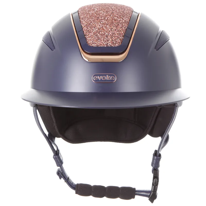 Evoke Callisto Wide Peak Helmet Navy/Rose Gold Crystal-1