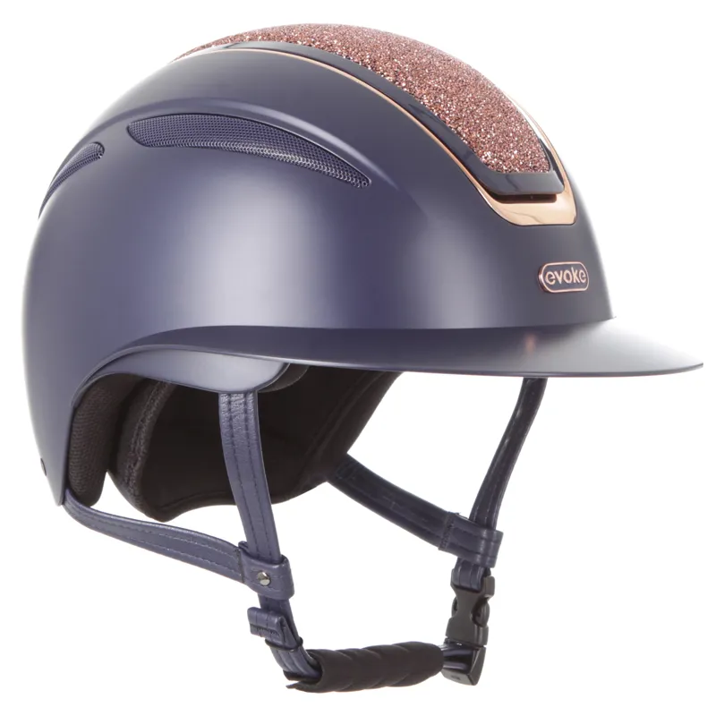 Evoke Callisto Wide Peak Helmet Navy/Rose Gold Crystal-3