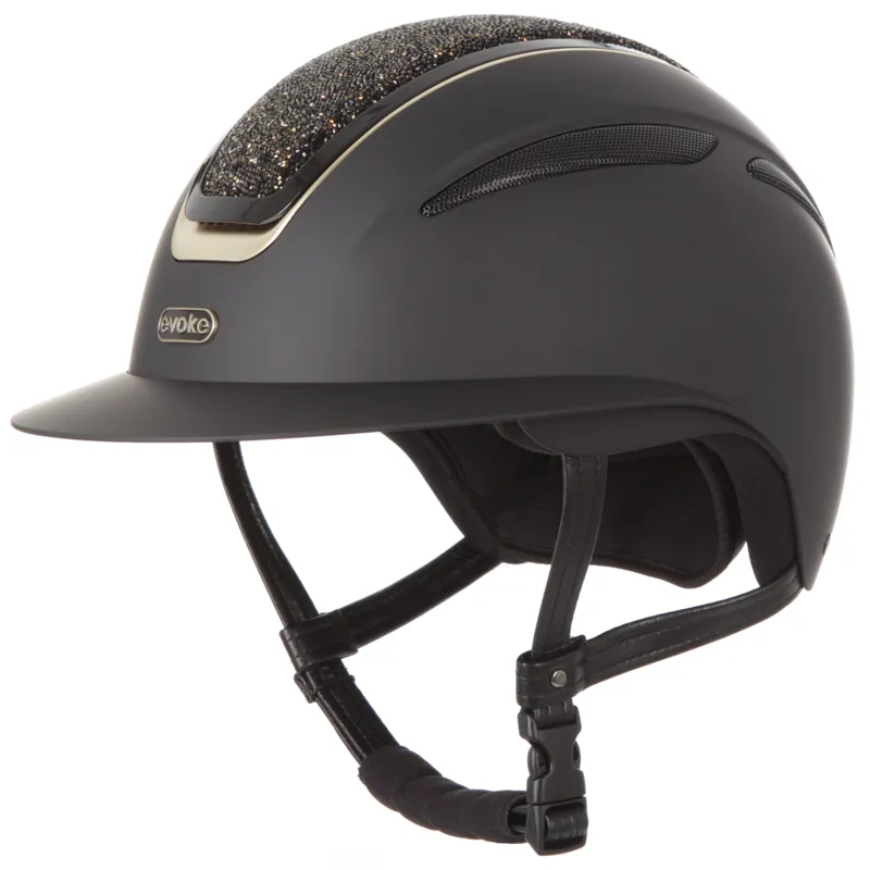Evoke Callisto Wide Peak Helmet Black/Gold Crystal
