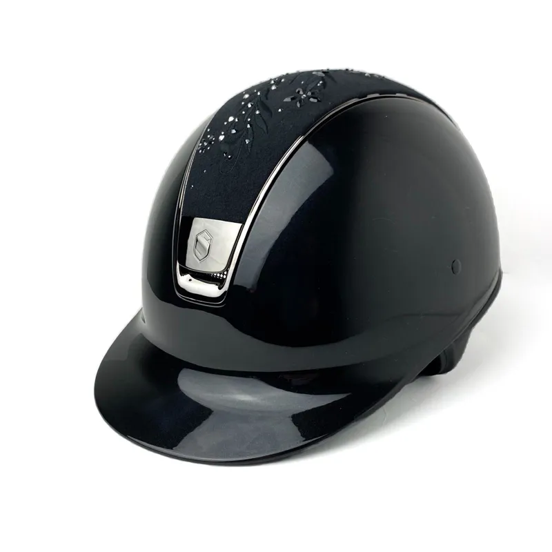Samshield Shadow Glossy Helmet with Flower Jewellery Top Black-2
