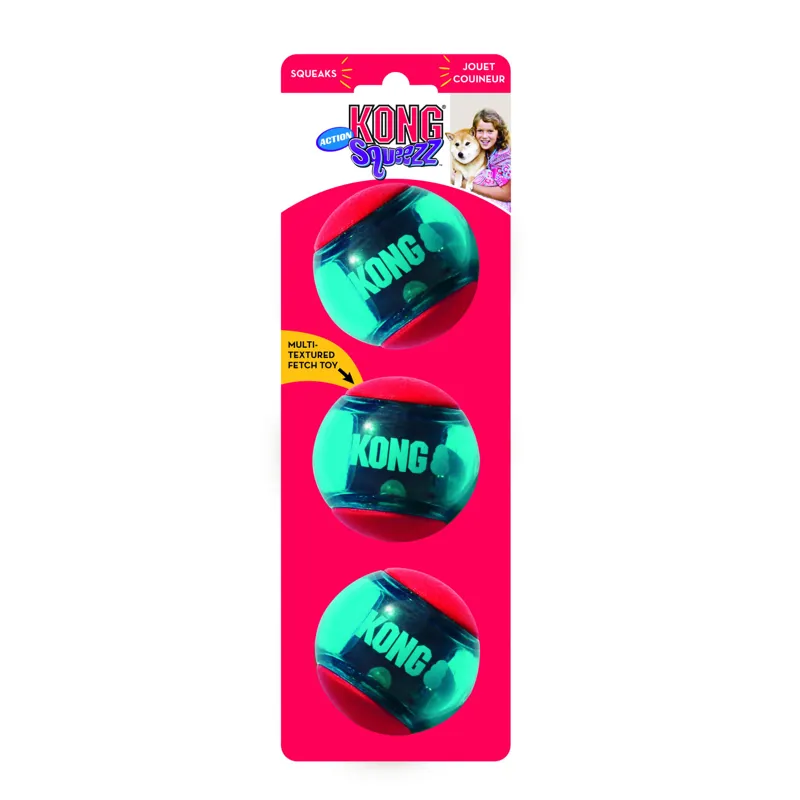 KONG Squeezz Action Ball - Small 3 Pack