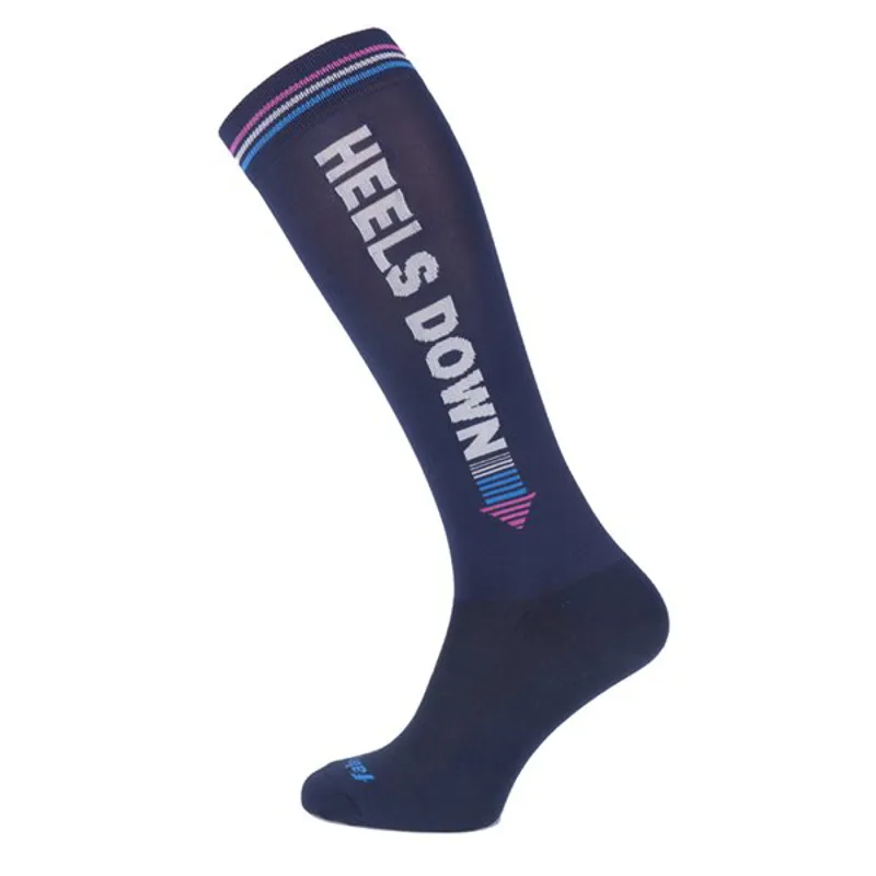 Fair Play Heels Down Long Riding Socks Navy