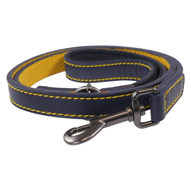 Joules Leather Dog Lead Navy