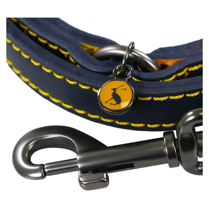Joules Leather Dog Lead Navy-1