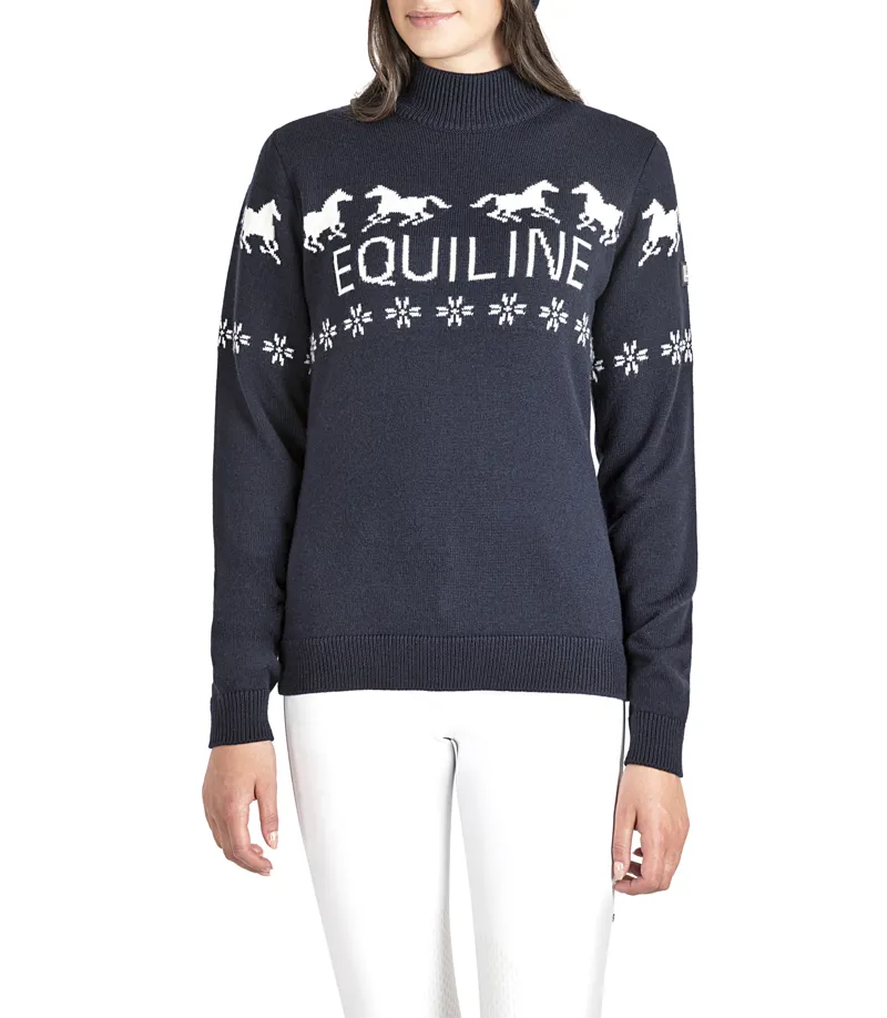 Equiline Rudolph Turtleneck Christmas Jumper Navy