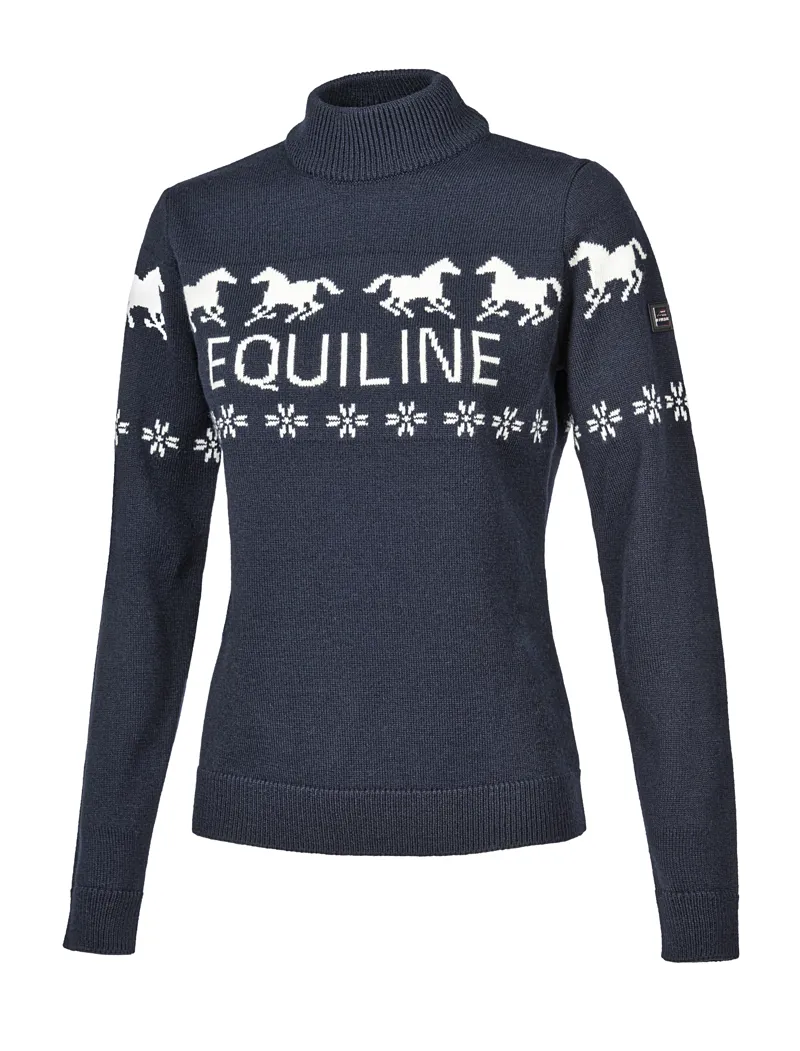 Equiline Rudolph Turtleneck Christmas Jumper Navy-3