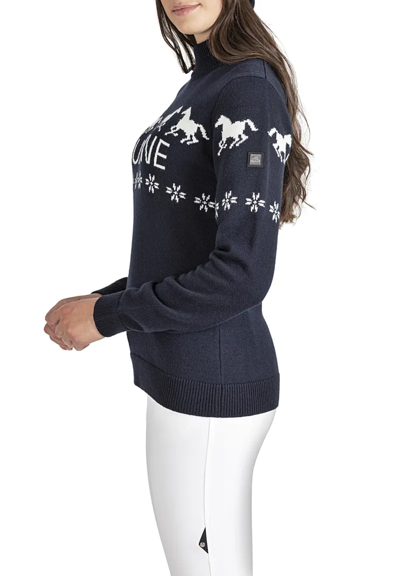 Equiline Rudolph Turtleneck Christmas Jumper Navy-1