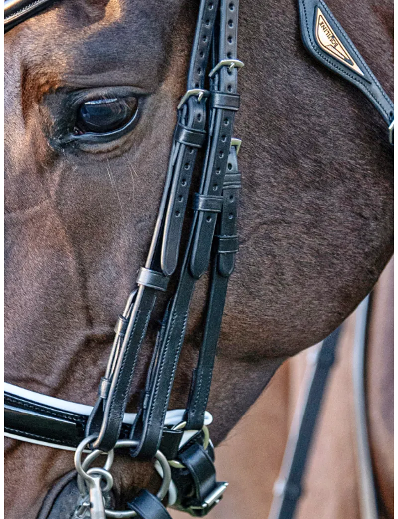 Equiline Set Of 4 Flat Cheek Pieces - Black-2