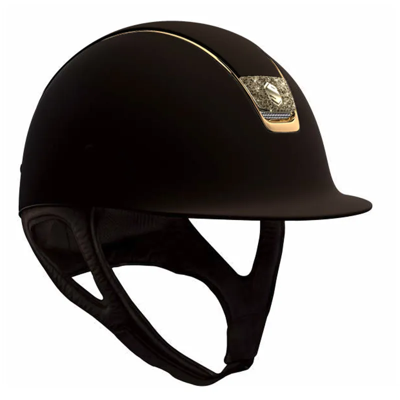 Samshield Shadowmatt Helmet with Gold Crystal Fabric Blazon and Gold Trim M Brown